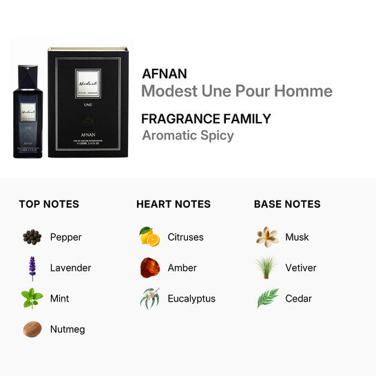 Afnan Modest Une Homme – Fresh Aromatic Woody EDP 100ML